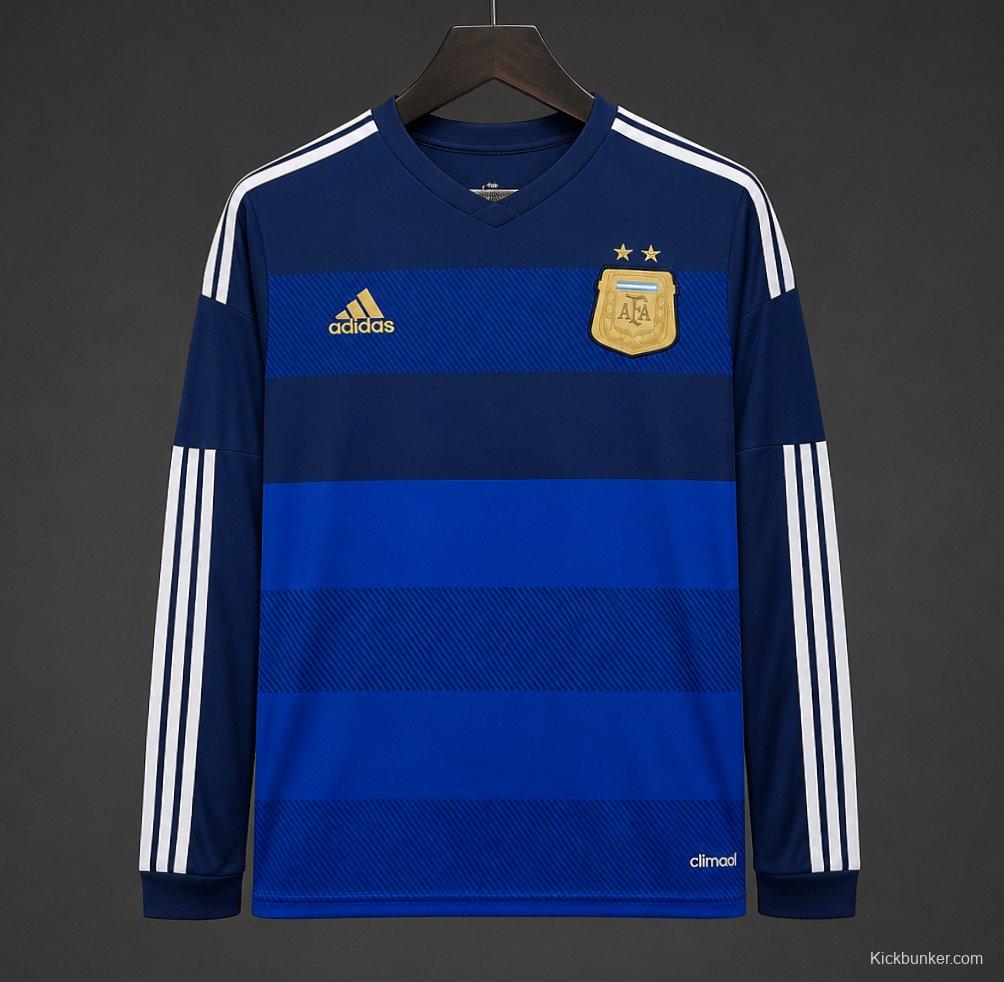 Retro 2014 Argentina Home Long Sleeve Soccer Jersey