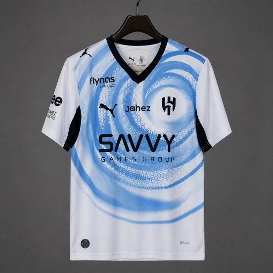 26/27 Al-Hilal White with Blue Swirl Pattern Away Jersey