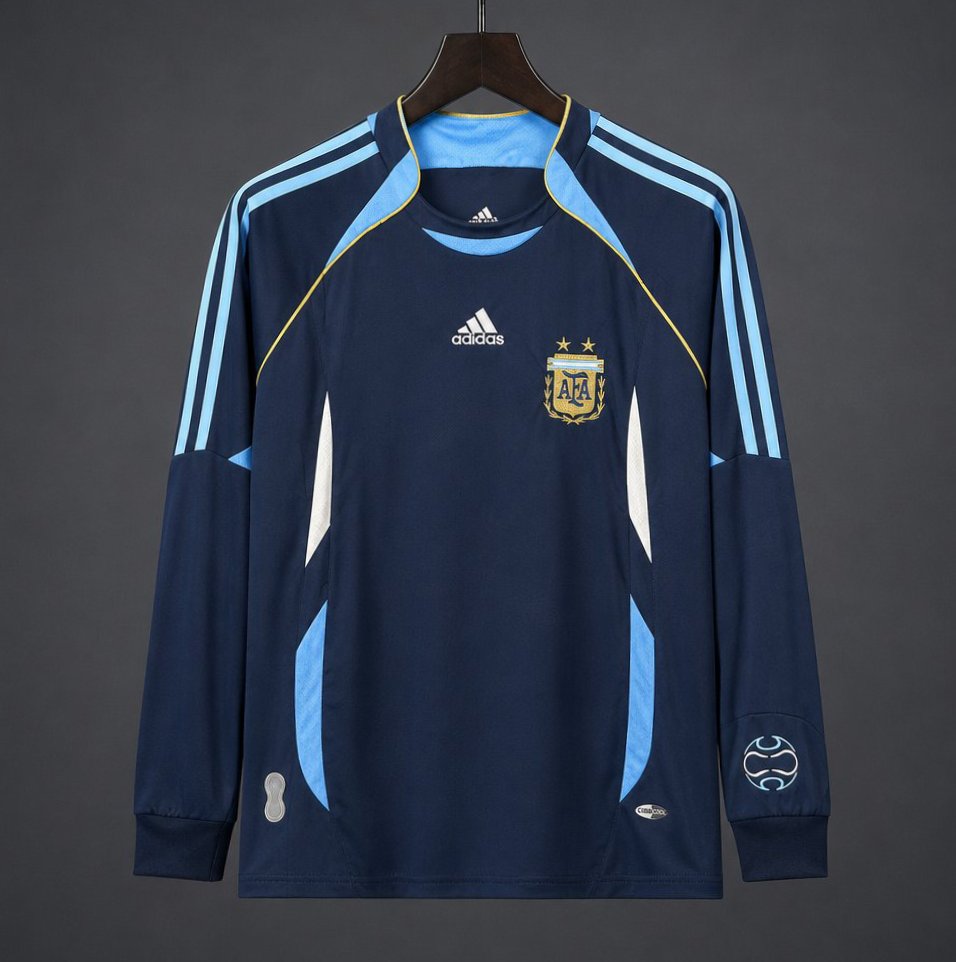 Retro 2006 Argentina Away Long SLeeve Jersey