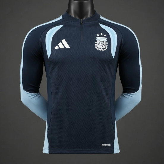 Player Version 2026 Argentina Away Navy Blue Long Sleeve Jersey