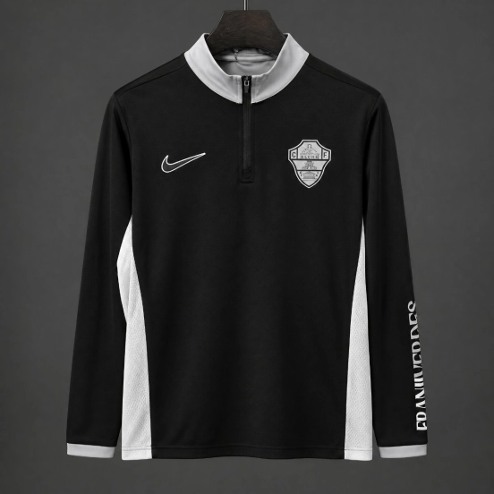 26/27 Elche Black  Long Sleeve Half-Zip Jersey